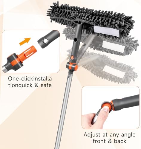 Chabatree Window Squeegee Cleaner Set 2-in-1 Window Cleaning Tool with Extendable Pole, Window Cleaning kit with Bendable Head for Indoor & Outdoor Glass for Car Indoor Outdoor High Windows（Kit1.0） - Image 3