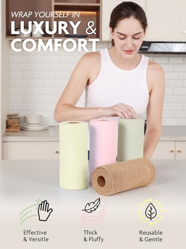 Fantasticlean Kitchen Towels Roll, 80 Sheets, 10'' (Pink,Grayish,Beige,Tan) - Image 3