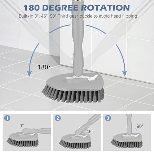 SetSail 4-in-1 Tile Tub Floor Scrubber with V-Shaped Grout Brush, Gray - Image 3