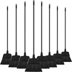 8 Pcs Outdoor Broom for Floor Cleaning 54 Inch Commercial Heavy Duty Broom Long Handle Kitchen Household Angle Brooms for Sweeper Sweeping Indoor Dust Hair Cleaner Corn Shop(Black) by Didaey