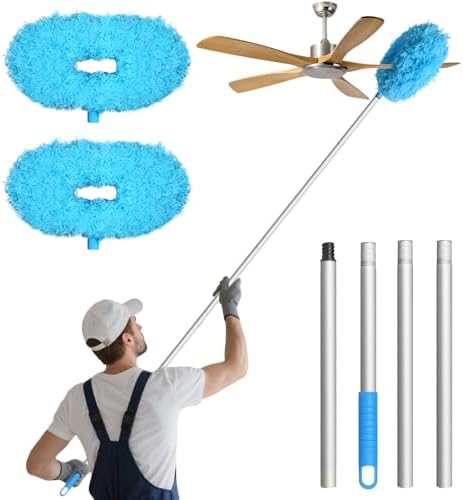 Eunice Ceiling Fan Cleaner Duster with Extension Pole 2 Dusters, Blue 4.2FT by Eunice