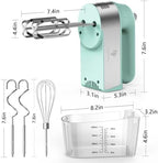 Hand Mixer Electric, 450W Kitchen Mixers with Scale Cup Storage Case, Turbo Boost/Self-Control Speed + 5 Speed + Eject Button + 5 Stainless Steel Accessories, For Easy Whipping Dough, Cream, Green - Image 5