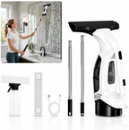 Window Vacuum Squeegee with Long Handle, Cordless Window Vacuum Cleaner, Electric Window Cleaner and Shower Glass Cleaner for Mirrors, High Windows, Tiles, Car Windows, 3000Pa, Type-C(Black) by VALOVEALL