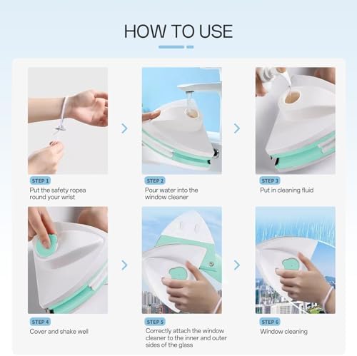 Magnetic Glass Cleaner Tools - Double sided Windows Glass Cleaner Wiper for (16-25mm) Double Glazing with Water Storage Room Windshield Cleaner Tool for High-rise (Green) - Image 6