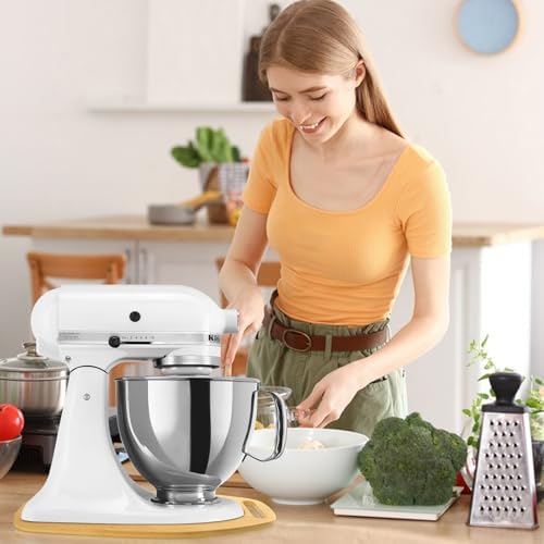 Mixer Slider Compatible with Kitchen aid Bowl Lift 4 .5-5 Qt Stand Mixer Bamboo- Kitchen Countertop Storage Mover Sliding Caddy for Kitchen Aid 4 .5-5 Qt Mixer (4 .5-5 Qt with handle-Natural) - Image 7
