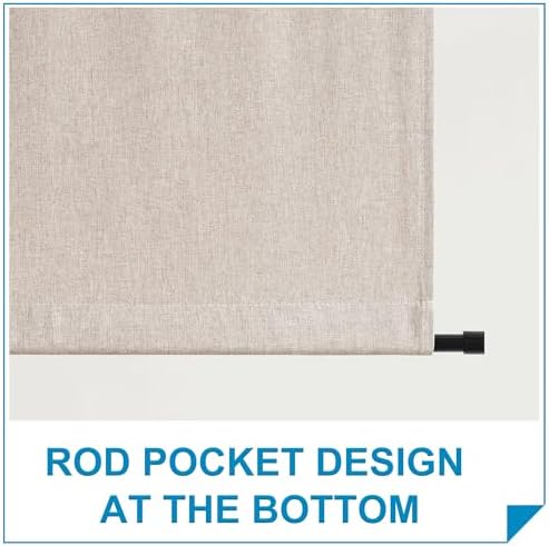 RYB HOME Linen Blended French Door Curtains, Self Adhesive Shades - Image 6