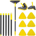 Newly Upgraded Wall Mop with 82 Inches Long Handle, 180° Folding Wall Cleaner Triangle Mop with Squeegee, 3-in-1 Ceiling Cleaning Tool with 6 Replacement Pads for Wall, Baseboards, Ceiling, Floor by TRENNCHI