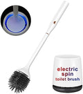 Electric Toilet Brush,Silicone Toilet Brush,Toilet Bowl Brush and Holder Set with Ventilated Holder,Toilet Brush, Floor Standing, Wall Mounted Without Drilling，Rechargeable by ratolo