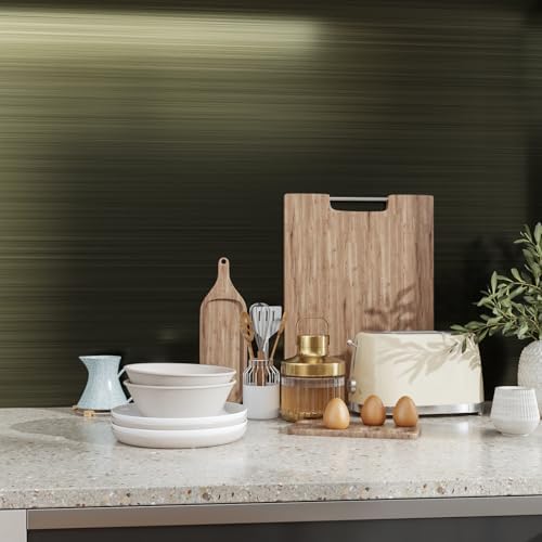 CRE8TIVE Bronze Black Stainless Steel Contact Paper for Appliances 12"x354" Thick Brushed Metallic Wallpaper Stick and Peel Heat Resistant Self Adhesive Vinyl Kitchen Wallpaper for Fridge Dishwasher - Image 3