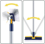 Generic Grout Scrub Brush with 42"" Long Handle Double-Sided Floor Scrub Brush V-Shape Grout Cleaner with Squeegee 180° Rotating for Tile Floors, Baseboards, Wall, Navy - Image 3