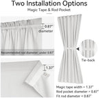 Vatge Self-Adhesive Sidelight Curtains for Glass Doors - No Drill Removable Window Coverings, Light Filtering Panel, 1 Panel, W12 x L60, Greyish White - Image 3