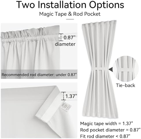 Vatge White French Door Curtains for Front Door and Small Windows on Glass Door, 1 Panel, W25 x L40, Greyish White - Image 2