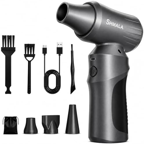 Compressed Air Duster – Super Powerful 300,000 RPM Cordless Air Duster, Rechargeable Brushless Motor, 3-Speed Adjustable, Portable Air Blower for Keyboards, PCs, Laptops, Cars, Home & Office by SHMALA