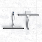 Shower Squeegee Set, 14-Inch Stainless Steel Squeegee, All-Purpose Squeegee for Bathroom, Shower Doors, Mirrors, Tiles, and Car Windows - 100% Streak Free, Includes Shower Door Hook and Adhesive Hook - Image 5