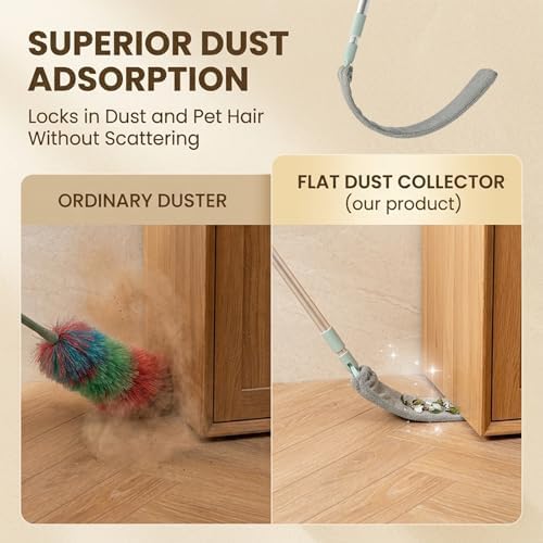 Sakerplus Baseboard Cleaner Tool with Handle Duster with Extension Pole, Bendable Microfiber Dusting Wand, Under Appliance Crevice Dust Remover for Sofa, Cabinet Top and Fan Gaps (2) - Image 5
