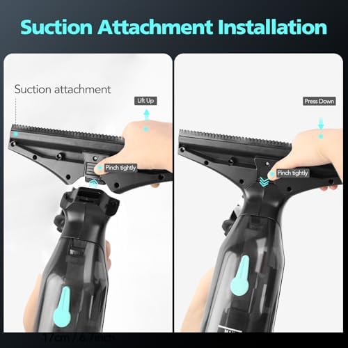 Window Vacuum Cleaner Kit Cordless, 35Min Runtime & 2 Suction Nozzles Cleaning Tool, All-in-One Electric Squeegee Spray Kit for Streak-Free Windows Washing, Shower Glass, Mirrors,Car - Image 7