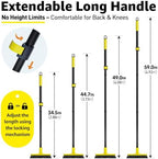 Grout Brush with Long Adjustable Handle - Telescopic, Rotation Tile Grout Cleaning Tool, V-Shape Shower Scrubber Cleaner Stiff Bristle for Cleaning Bathrooms Tile Floors, Baseboards and Corners - 59in - Image 3