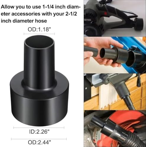 9 Pcs Household Cleaning Vacuum Cleaner Attachments for Shop Vac Accessories - 2 1/2" to 1 1/4" Vacuum Hose Adapter, 1 7/8" to 1" Adapter for Shop Vac, 1 1/4" Vacuum Brush Flexible Crevice Tool - Image 2