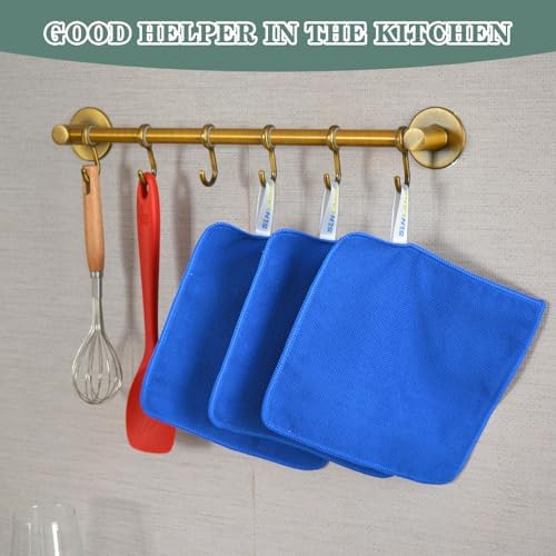 SINLAND Absorbent Microfiber Dish Cloths for Washing Dishes Best Kitchen Cloths Cleaning Cloths with Poly Scour Side 7.87Inchx7.87Inch 10 Pack Dark Blue - Image 6