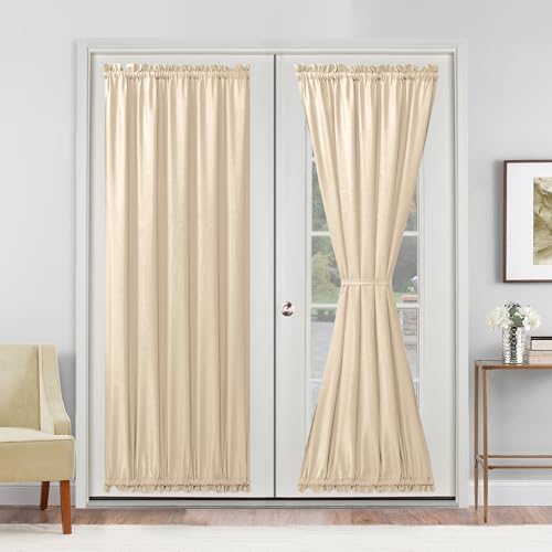 Hiasan French Door Curtains Privacy, Beige, 52W x 72L, 1 Panel by Hiasan