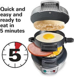 Hamilton Beach Breakfast Sandwich Maker with Egg Cooker Ring,Customize Ingredients,Perfect for English Muffins,Croissants,Mini Waffles,Perfect White Elephant Gifts,Silver (25475),(Pack of 4) - Image 2