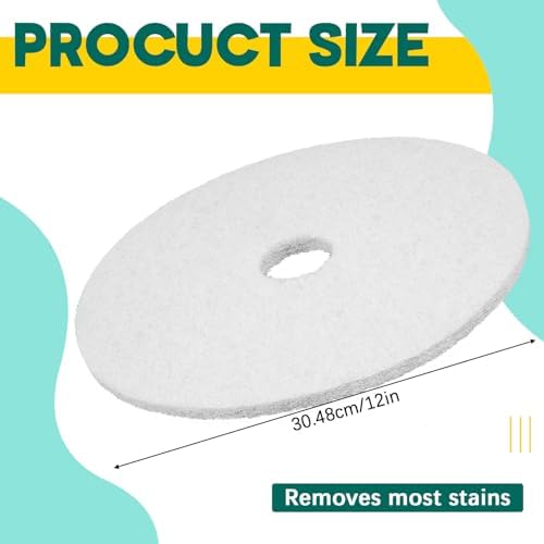 Teenyyou 2 Pcs 12" White Floor Buffer Pads for Machine - Image 2