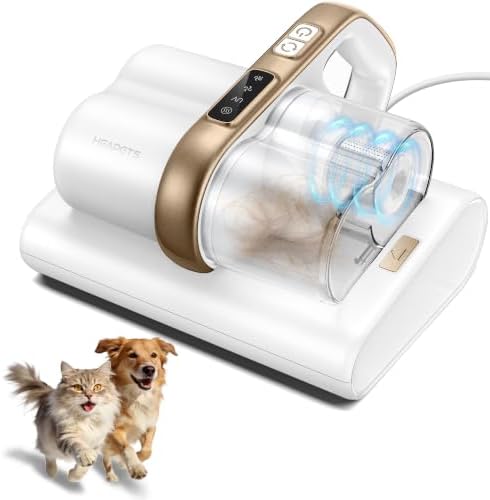 HEAPETS Mattress Vacuum Cleaner, 16Kpa Bed Vacuum with 275nm UV-C Light & 149℉ Heat & Ultrasonic, Dual High-Speed Roller Brushes & H13 HEPA Filter for Pet Hair, Bed, Sofa, Couch, Corded White by Heapets