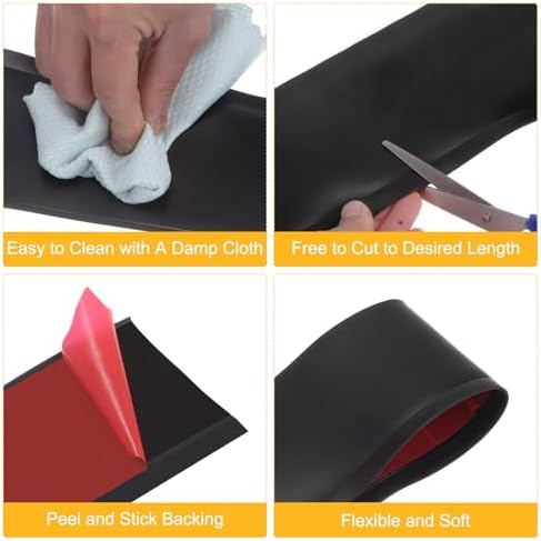 HARFINGTON 20ft x 4" Baseboard Trim Peel and Stick Wall Flexible Molding Trims, Self Adhesive PVC Cove Base Baseboards for Walls Corner, Black - Image 3