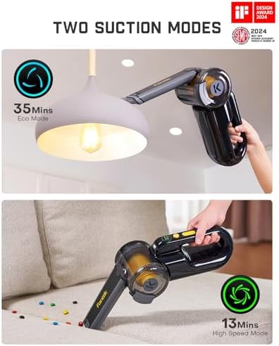 Fanttik Fold V10 APEX Pivot Cordless Car Vacuum, 17000Pa Handheld Vacuum Suction Power, Smart LED Display, Portable for Car Home Pet (Deluxe with Flexible Hose&Pet Brush) - Image 5