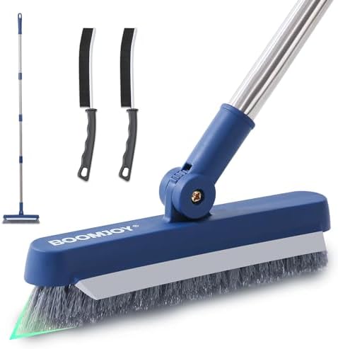 BOOMJOY Grout Brush with Long Handle, Grout Cleaner Brush for Tile Floors, Stiff Bristles for Crevice, Tile Line, Shower, Kitchen, Bathroom by BOOMJOY