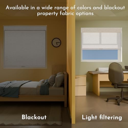 Persilux Blackout Roller Shades for Window Blinds,Cordless,Linen Fabric,Thermal Insulated Fabric UV Protection Shades for Home,Office,Bedroom,Door,Blackout-Cream,53" W X 72" H - Image 5