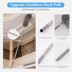 Microfiber Feather Duster Kit with Extension Pole, 7 PCS Washable Reusable Duster for Cleaning, 100'' Bendable Extendable Long Duster with Stainless Steel Pole for High Ceilings, Fans, Furniture & Car - Image 4