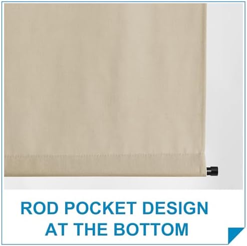 RYB HOME Thick Faux Linen Weave Textured Curtains for French Door Tie up Window Covers Sidelight Door Curtains Blinds for Patio, 1 Piece, 26W x 80L Inches,Light Beige - Image 6