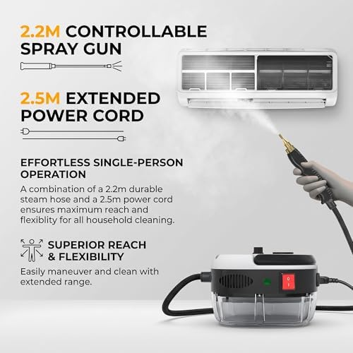 2500w Handheld High-Temperature Pressurized Steam Cleaner High Pressure Temperature Multi Purpose Heavy Duty Portable with Attachments for Car Engine Home Multi-surface 1000ml(White) - Image 6