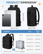 coofay Travel Backpack For Women Men Airline Approved Carry On Backpack Flight Approved Waterproof Sports Luggage Backpack Casual Daypack Small Hiking Backpacks Black Backpacks - Image 4