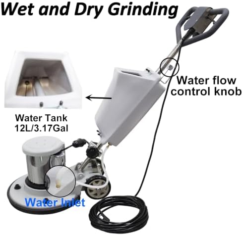 TECHTONGDA 6-Head Electric Stone Floor Grinding & Polishing Machine 16.9" Grinding Width Wet & Dry Dual-use 175 RPM/min with 12L Water Tank for Home Renovation Remodeling Garages Cleaning 220V - Image 4