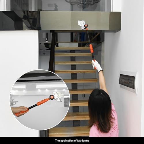 EHDIS Retractable Razor Blade Scraper Long Handle Heavy Duty Floor Scraper with Rotatable Head and 10pcs Replace Blades for Cleaning Glass, Tile, Floor, Wall,Door - Image 4