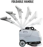 13.7" Walk Behind Floor Scrubber Machine, Foldable Hand Push Floor Scrubber, 17L Large Tank, 180 RPM High-Efficiency Battery Powered for Office, Restaurant, Industrial & Commercial - Image 4