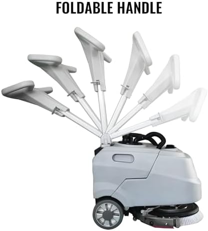 13.7" Walk Behind Floor Scrubber Machine, Foldable Hand Push Floor Scrubber, 17L Large Tank, 180 RPM High-Efficiency Battery Powered for Office, Restaurant, Industrial & Commercial - Image 4