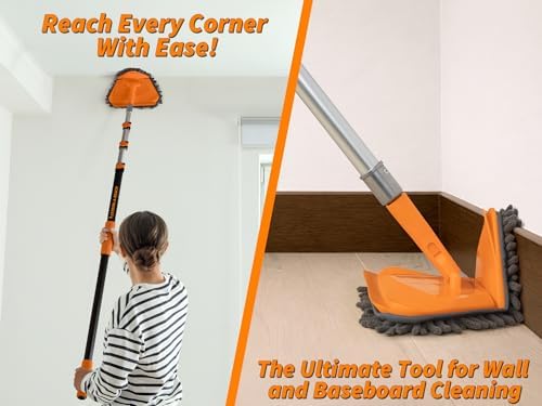 4-12 ft Wall Cleaner Tool with Extension Pole for Baseboards and Walls - Image 4