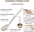 E-far Kitchen Utensils Set, 14-Piece Khaki Silicone Cooking Utensils Set - Image 5