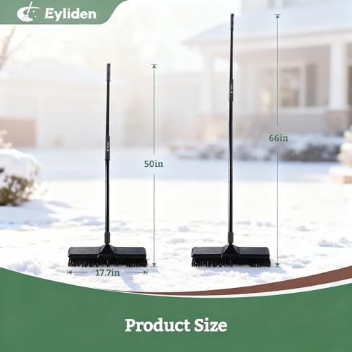 Eyliden 18" Push Broom for Deck Driveway Patio Garage, Black - Image 2
