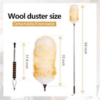 Lambswool Extendable Cleaning Duster 26-64 Inch Two-Pack, Anti-Static Wall Duster Cleaner with Sponge Grip and Stainless Steel Extension Pole for High Ceiling Fan, Interior, and Roof Dusting - Image 2