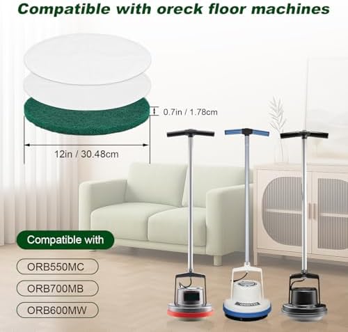 12 Inch Floor Machines Pads Compatible with Oreck Commercial 550MC Orbiter Floor Machine: 3 Kinds Materials are Available to Meet Various Floors (6 Packs£© - Image 2