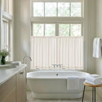 Beige Semi Sheer Linen Kitchen Curtains 24 Inch Length 2 Panels - Image 6
