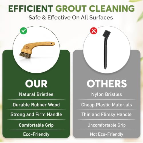 All-Natural Grout Brush Set | Wooden Cleaning Brush for Tile and Floor | Durable Floor Scrubber for Bathroom and Kitchen | Eco-Friendly Household Cleaning Tools – Pack of 2 - Image 6