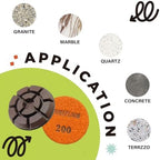 Diamond Floor Polishing Pads, 3 Inch Resin Bond Hook and Loop Polishing Pucks for Concrete, Terrazzo, Marble, Granite, Grit 200, 3PCS - Image 3