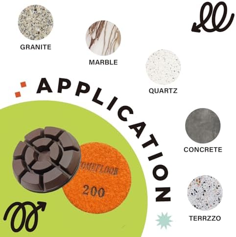 Diamond Floor Polishing Pads, 3 Inch Resin Bond Hook and Loop Polishing Pucks for Concrete, Terrazzo, Marble, Granite, Grit 200, 3PCS - Image 3