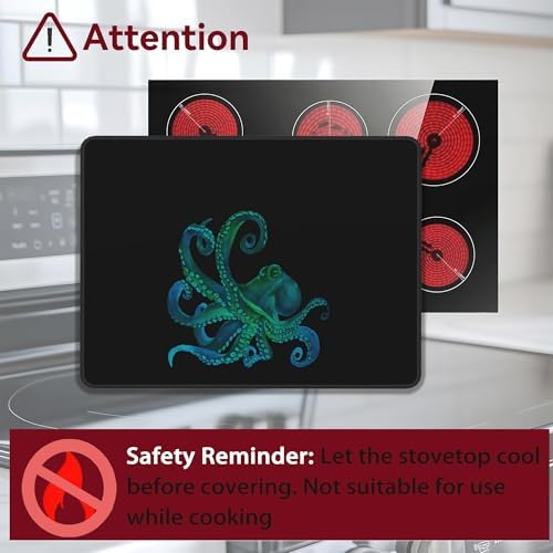 Green Octopus Electric Stove Top Cover Protector,Glass Flat Top Stove Mat,Heat-Resistant Oven Induction Cooktop Mat for Ceramic Countertop Mats Dish Drying Mat - Image 3