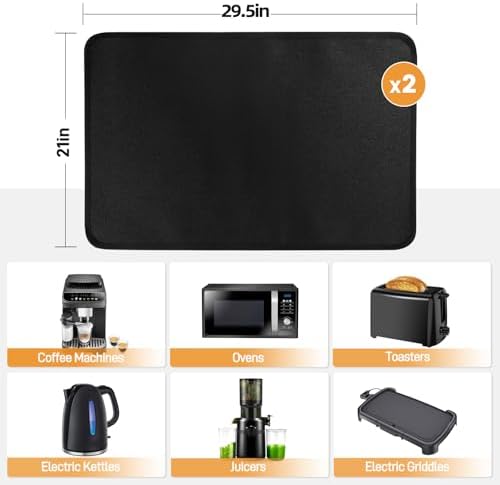 2 PCS Heat Resistant Mats for Countertop Air Fryer, 29.5x21in Black - Image 4